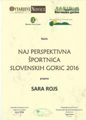 SARA ROJS-najperspektivnejša športnica Slovenskih goric